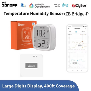 Sonoff SNZB-02D zigbee lcd humidity temperature sensor diy smart home with trvzb works with alexa Google home assistant mqtt