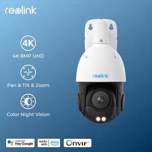 REOLINK 4K 8MP Dome PoE Security Camera 5X 3D Optical Zoom Pan & Tilt Auto Tracking Smart Detection 8MP Onvif Outdoor IP Camera