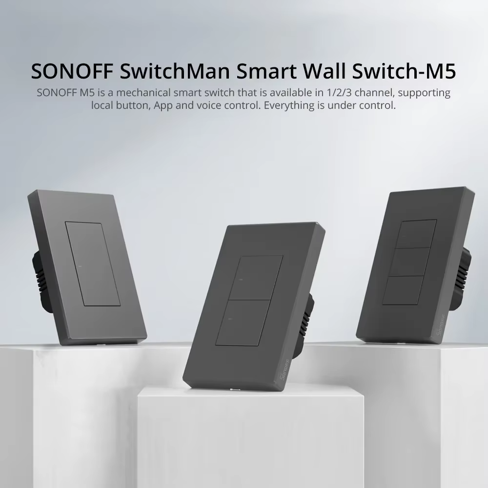 M5 Switch WiFi Switch 1/2/3 Gang Smart Wall Switch 80/86/120mm EU/US/UK ES32 Works with Alexa Google Home Alice Siri