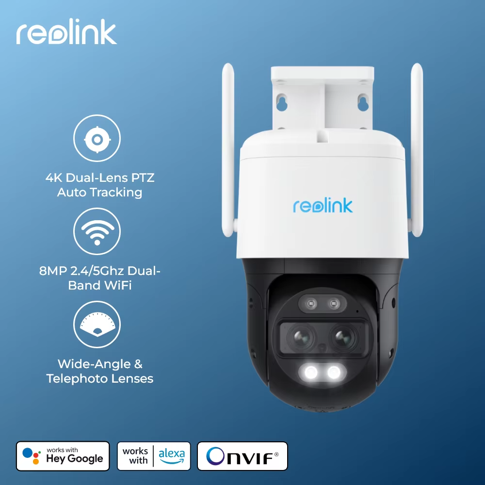 Reolink Trackmix Series 4 Outdoor Security Camera Outdoor Security Camera Dual-lens Surveillance Camera 8MP PTZ Camera 6x Zoom AI Human Detect IP Camera